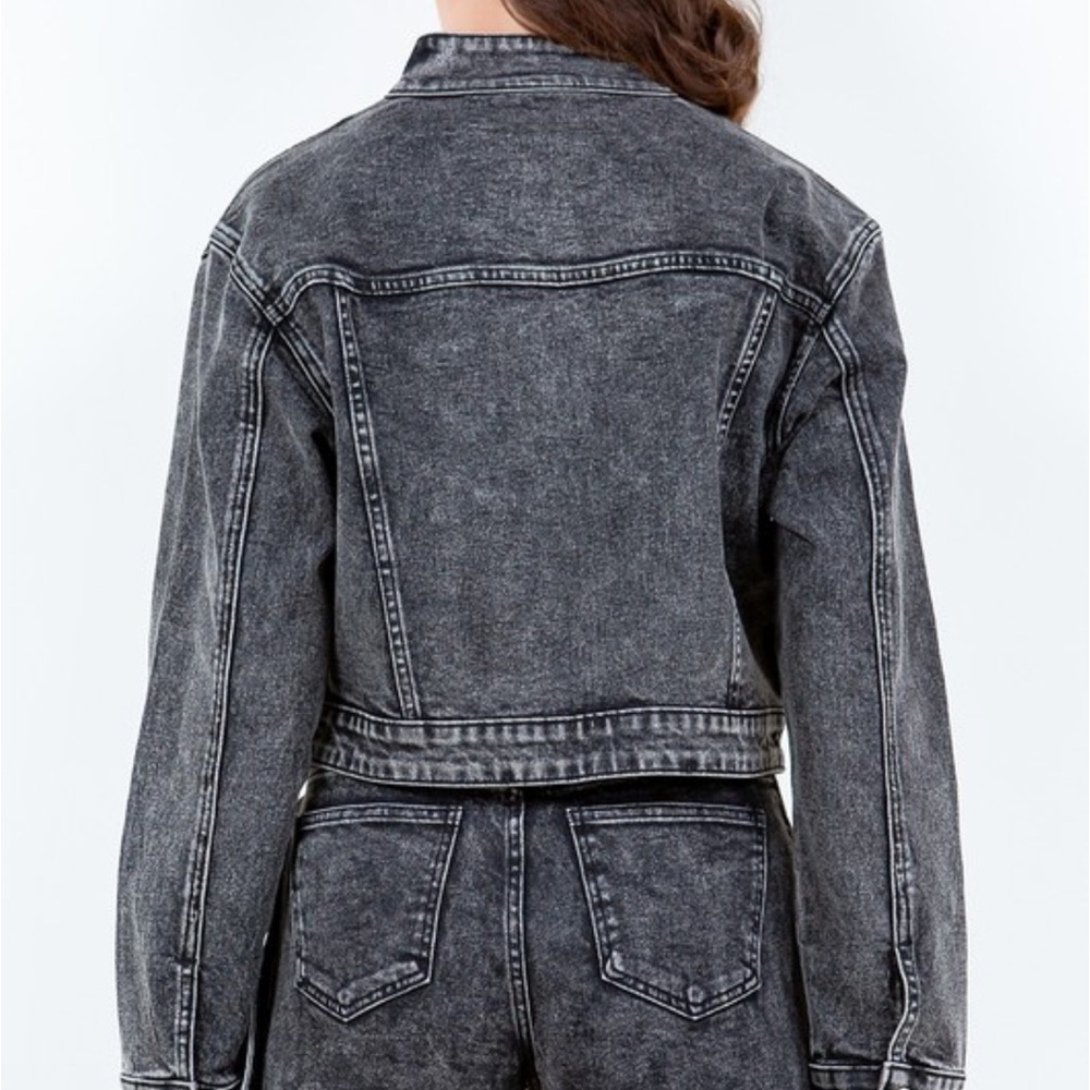 ACID WASH DENIM RIDER JACKET - Picture 3 of 3